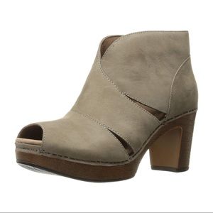 Dansko Delphina peeptoe ankle booties heel sandals